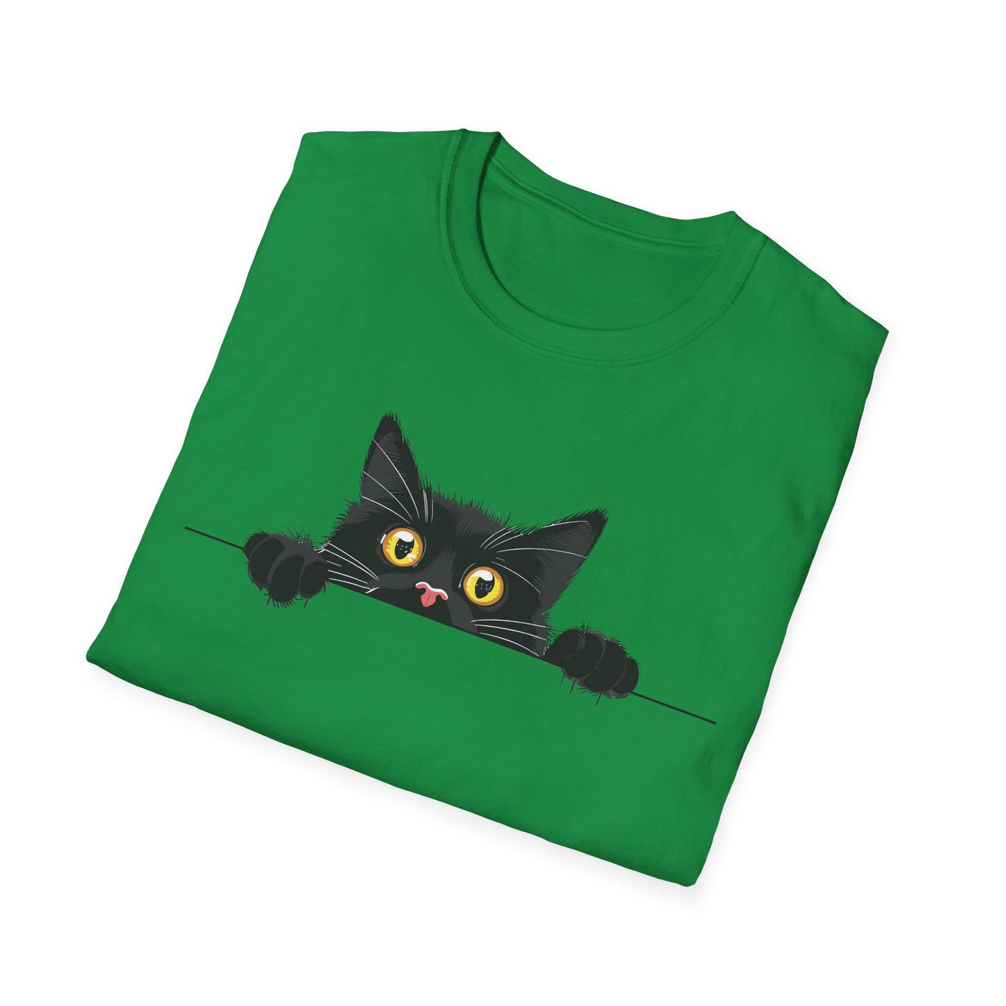 Hiding Black Cat - Unisex Softstyle T-Shirt